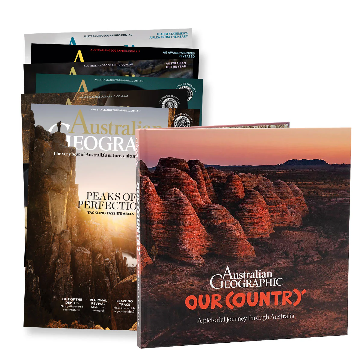Australian Geographic 1 Year (6 PLUS 2 BONUS ISSUES) Gift Subscription + Our Country Book