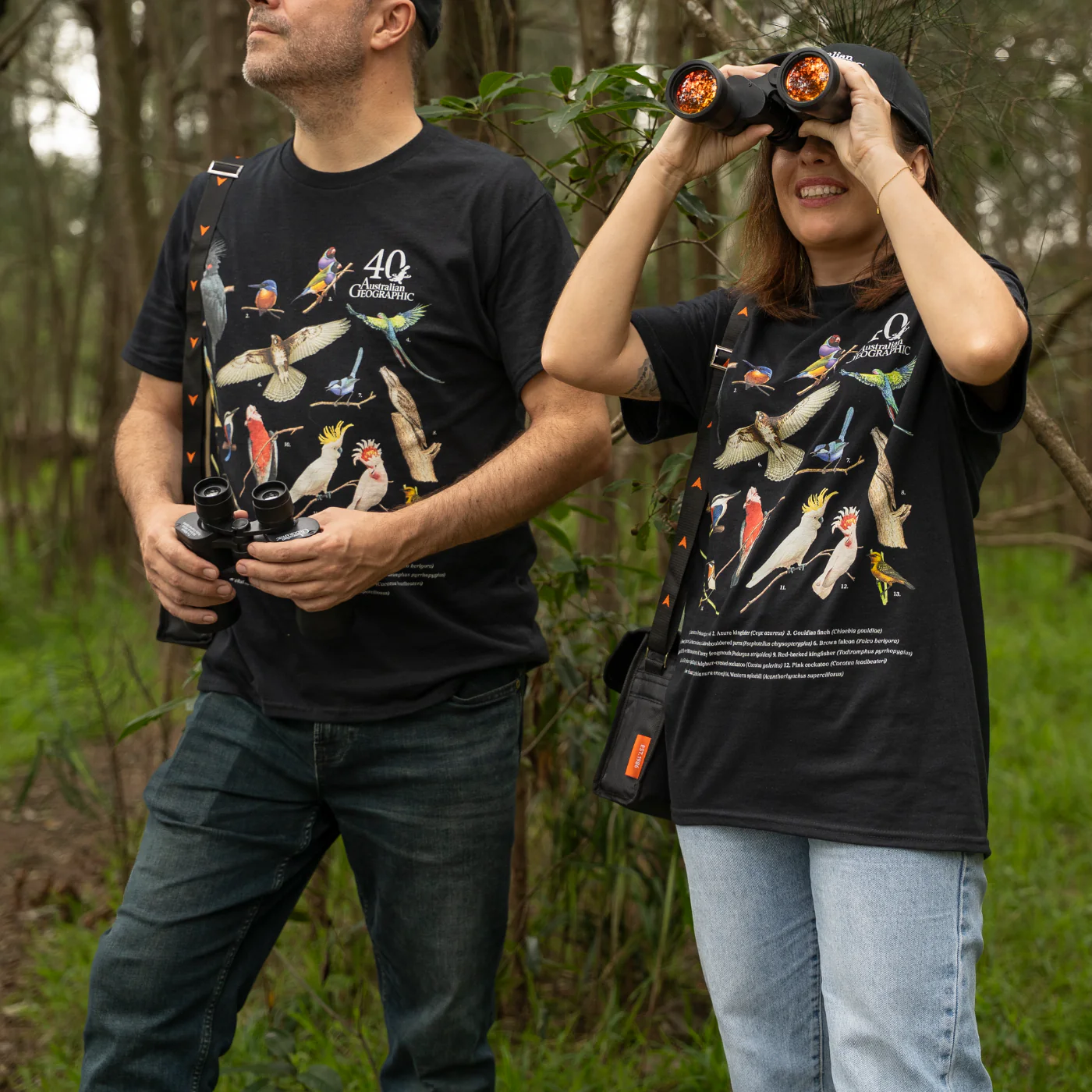 Birds of Australia Unisex Black Adults T-Shirt - Australian Geographic 40th Anniversary