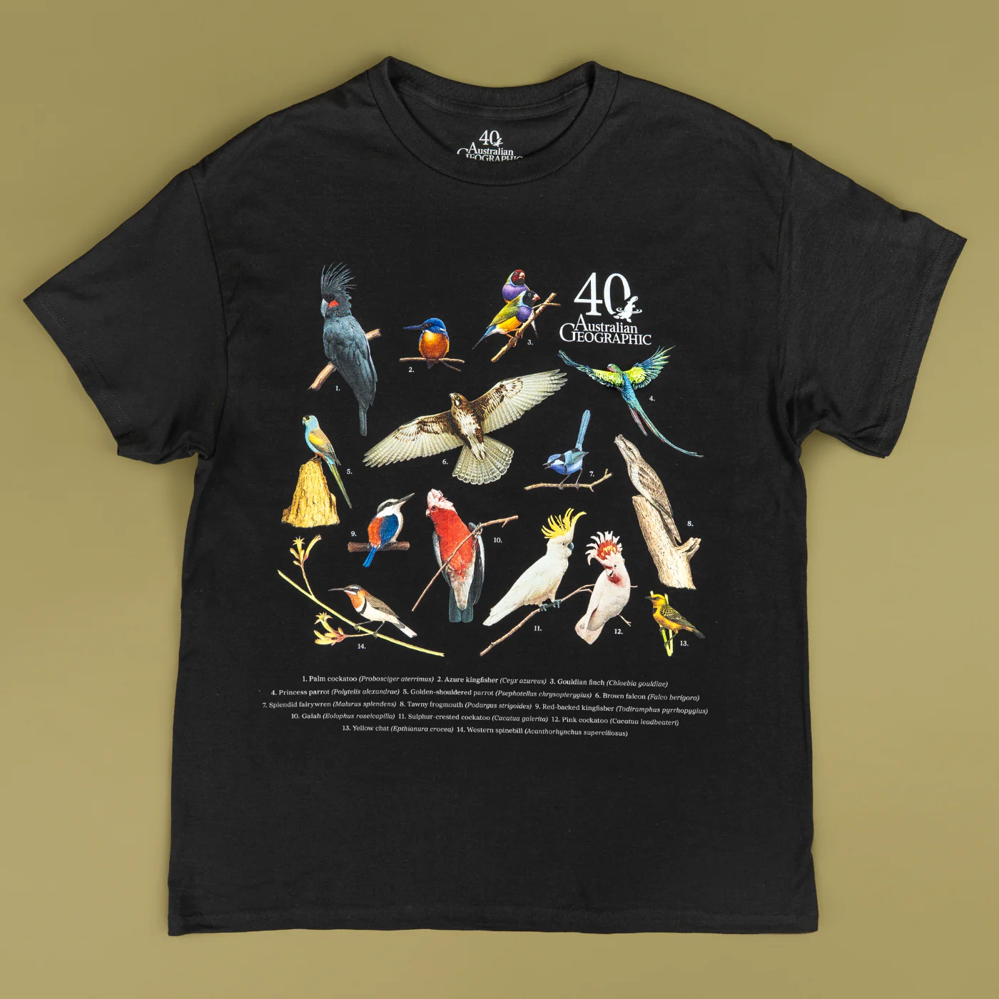 Birds of Australia Unisex Black Adults T-Shirt - Australian Geographic 40th Anniversary - Image 2