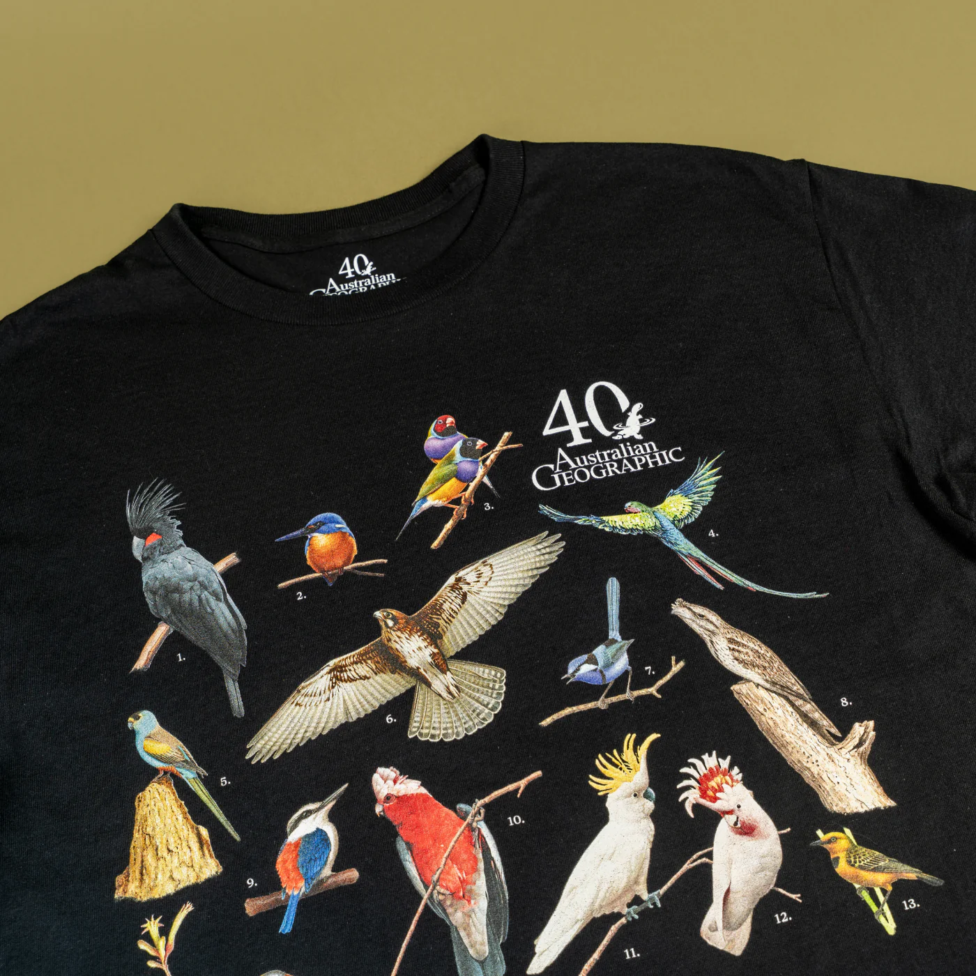 Birds of Australia Unisex Black Adults T-Shirt - Australian Geographic 40th Anniversary - Image 3