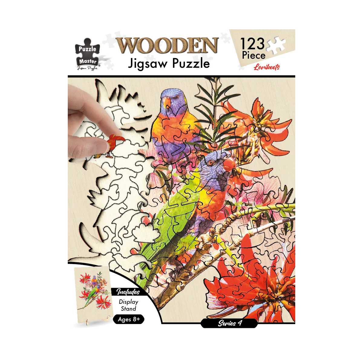 Shaped Wooden 123 Piece Jigsaw Puzzle - Lorikeets - Image 3